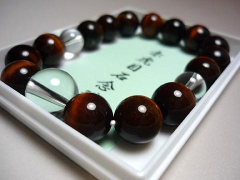 Red Tiger's Eye 12mm Bracelet, Crystal Finish