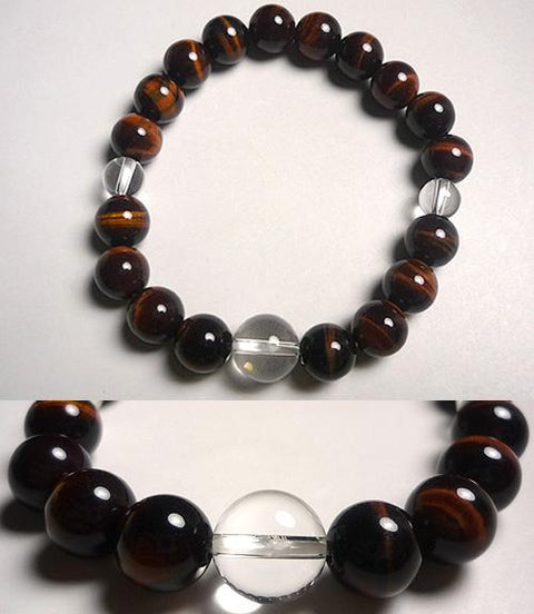 Red Tiger's Eye Bracelet, 10mm Bead, Crystal Finish