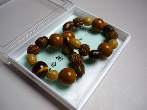 Mixed Bodhi Seed Bracelet, Tiger's Eye Finish