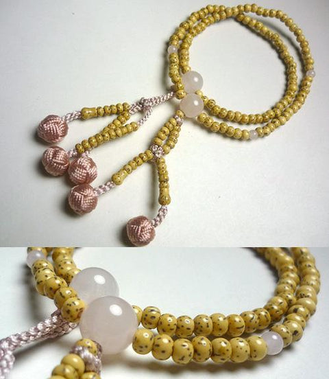 Rose Quartz Formal Prayer Beads Bracelet 633v043000000 - Nichiren sect, March birthstone