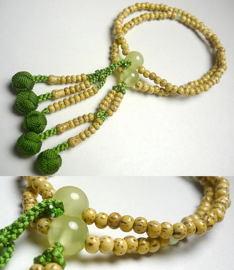 Formal Birthstone Bracelet by Sect, Nichiren Sect, Star Moon Bodhi Seed, Green Onyx (October) Finish