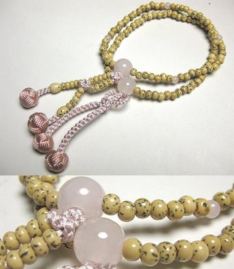Rose Quartz Formal Prayer Beads Bracelet 633v069000000 - Jodo Shinshu sect, March birthstone