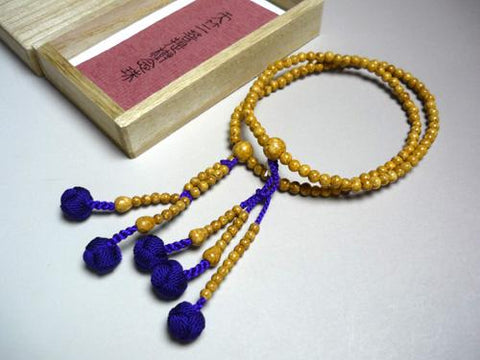 Nichiren sect formal bracelet, Indian Bodhi seed, matching set