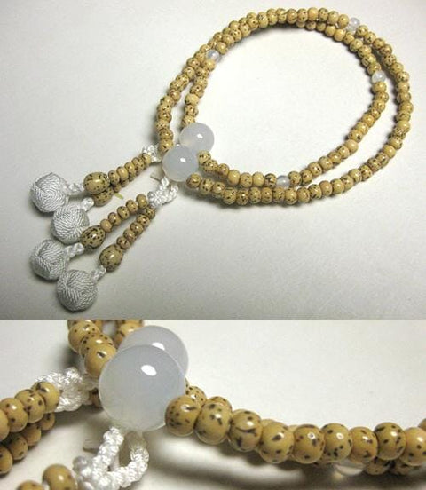White Agate Formal Prayer Beads Bracelet 633v086000000 - Shingon sect, June birthstone