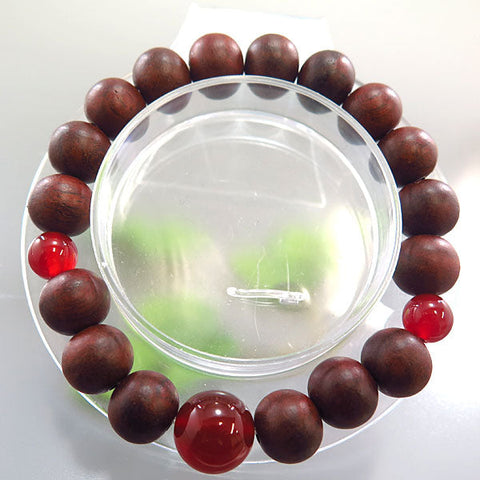 Rosewood Bracelet, 10mm Bead, Agate Accent