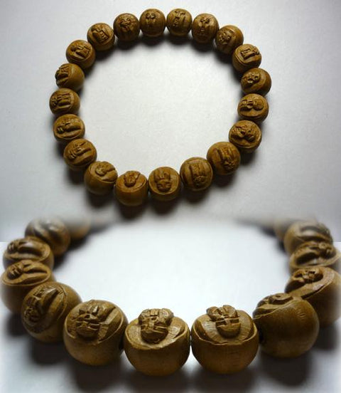 Natsume (Jujube Wood) Jizo-Carved Bracelet, Matching Set