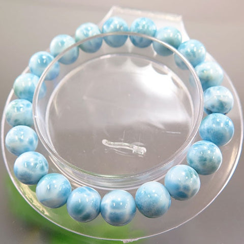 Larimar 9mm bead bracelet, straight, limited edition