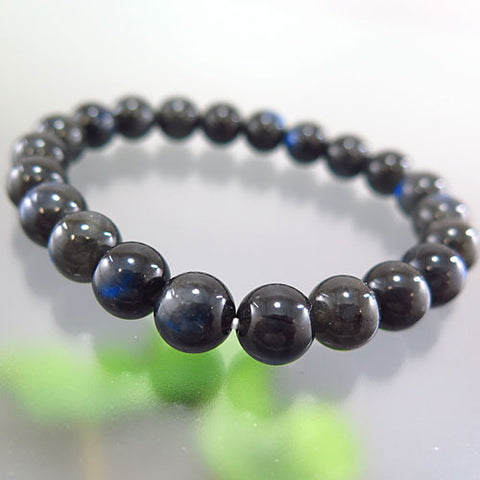 Black Labradorite 9mm Bead Bracelet Straight 633y029000000 - close-up