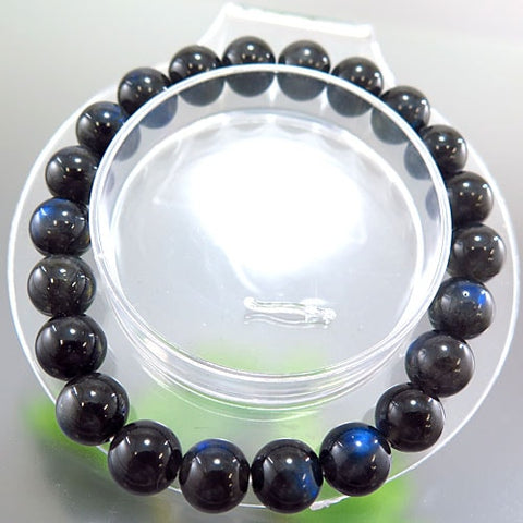 Black Labradorite 9mm Bead Bracelet Straight 633y029000000 - full view
