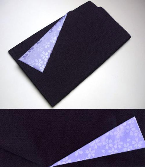 Chirimen Silk Crepe Fukusa, Cherry Blossom Komon Pattern, Purple