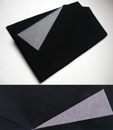 Chirimen Silk Crepe Fukusa, Shark-Skin Komon Lining, Black