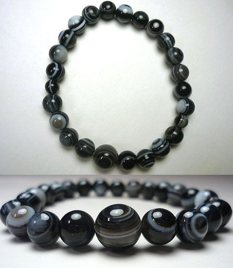 Tengan-seki Black Banded Agate 10mm Bracelet 6400330000000 - full view