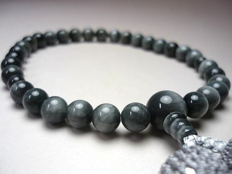 Women's Grey Tiger's Eye Prayer Beads, Uniform Finish