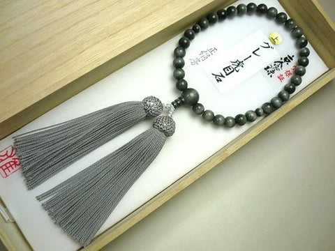 Women's Grey Tiger's Eye Prayer Beads, Uniform Finish