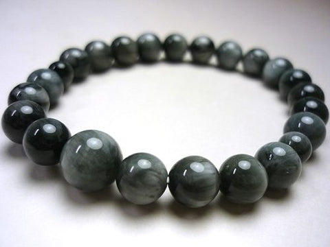 Grey tiger eye round bead bracelet 8mm, matching set