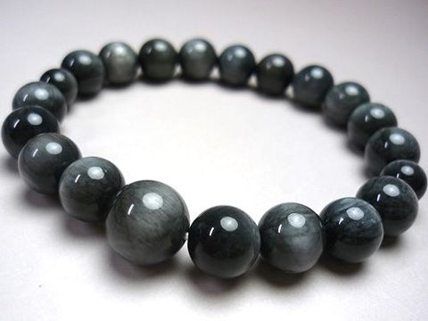 Grey tiger eye round bead bracelet 10mm, matching set