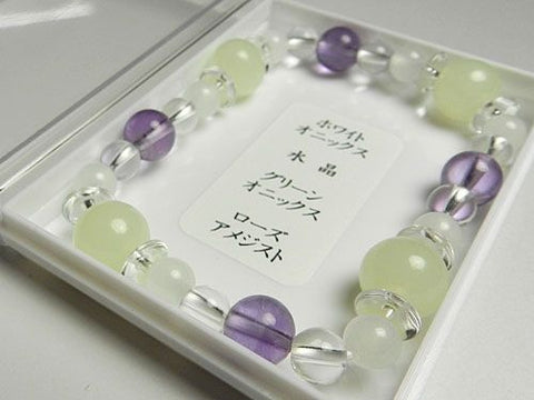 White onyx and rose amethyst combination bracelet