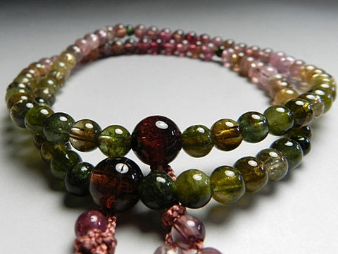 Women's Finest Mixed Tourmaline Prayer Beads, 6mm Bead, Double-Wrap