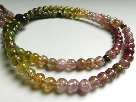 Women's Finest Mixed Tourmaline Prayer Beads, 6mm Bead, Double-Wrap
