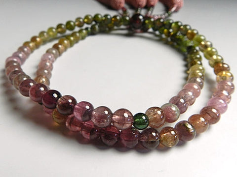 Women's Finest Mixed Tourmaline Prayer Beads, 6mm Bead, Double-Wrap