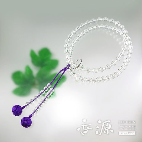 Women's Prayer Beads, Crystal, Jodo Sect, Matching Set