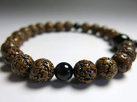 Prayer beads for men, Vajra Bodhi tree, 22 beads, blue tiger eye stone finish