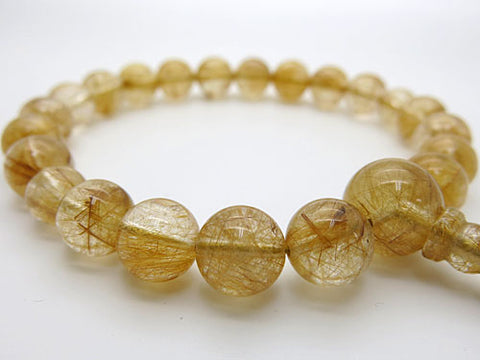 Men's prayer beads, rutilated quartz, 20 beads