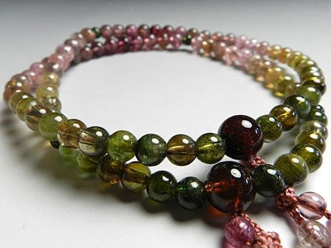 Women's Finest Rainbow Tourmaline Prayer Beads, 6mm Bead, Double-Wrap
