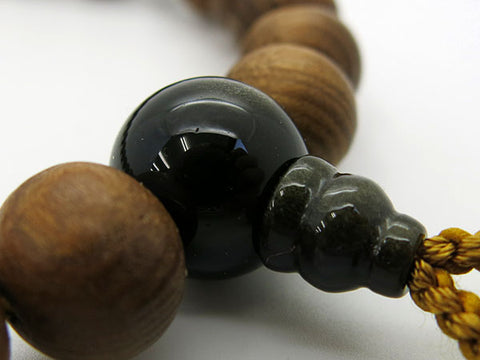 Men's Prayer Beads, Enju Wood, Golden Sheen Obsidian Finish