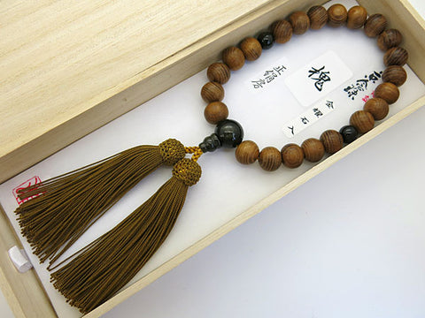 Men's Prayer Beads, Enju Wood, Golden Sheen Obsidian Finish