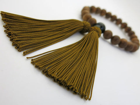 Men's Prayer Beads, Enju Wood, Golden Sheen Obsidian Finish