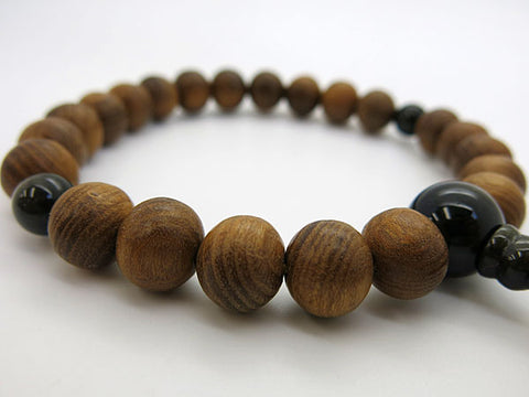 Men's Prayer Beads, Enju Wood, Golden Sheen Obsidian Finish