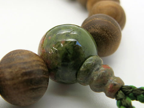 Men's Prayer Beads, Enju Wood, 22 Beads, Epidote Finish