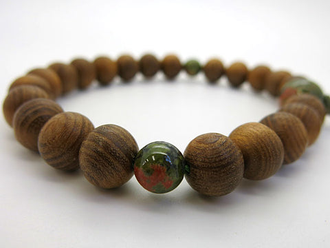 Men's Prayer Beads, Enju Wood, 22 Beads, Epidote Finish