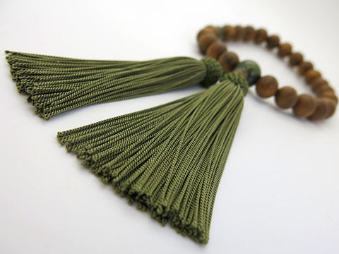 Men's Prayer Beads, Enju Wood, 22 Beads, Epidote Finish