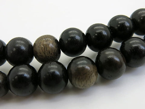 Men's Prayer Beads, Black Persimmon Wood, Soto Zen Sect, Shaku-Roku Length, Matching Set