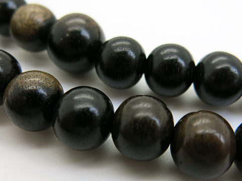 Men's Prayer Beads, Black Persimmon Wood, Soto Zen Sect, Shaku-Roku Length, Matching Set