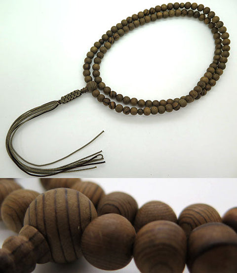Men's prayer beads, jindai cedar, Rinzai sect, matching set
