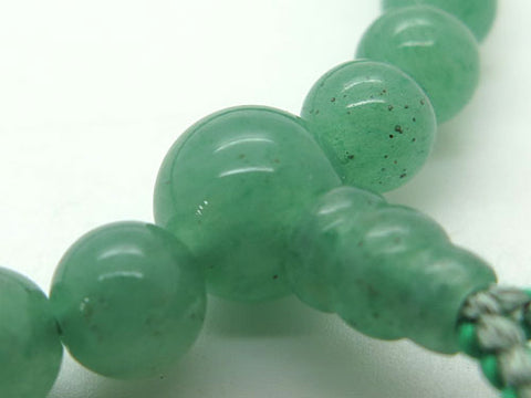 Women's Indian Jade Prayer Beads, 8mm Bead, Wrapped Tassel