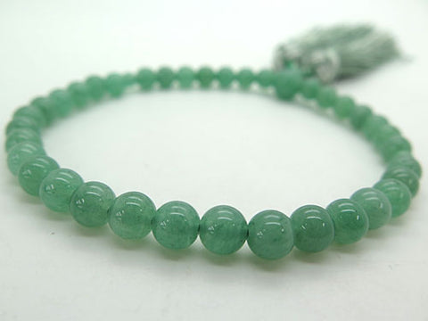 Women's Indian Jade Prayer Beads, 8mm Bead, Wrapped Tassel