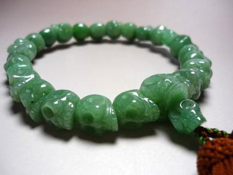 Men's prayer beads, skeleton skull carving, jade