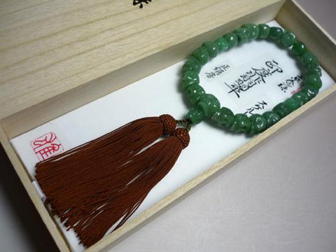 Men's prayer beads, skeleton skull carving, jade