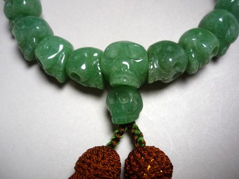 Men's prayer beads, skeleton skull carving, jade