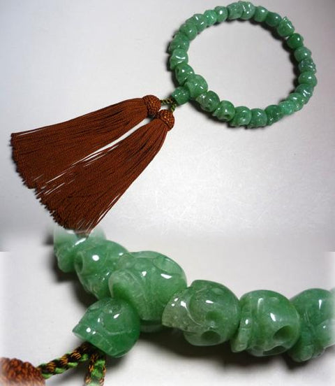 Men's prayer beads, skeleton skull carving, jade