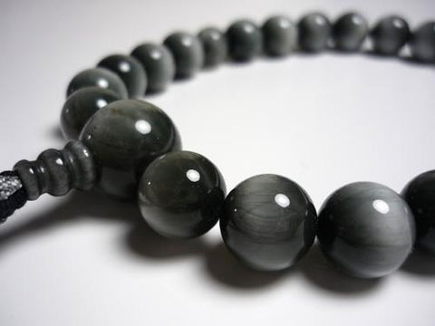 Men's prayer beads, grey tiger's eye, 22 beads
