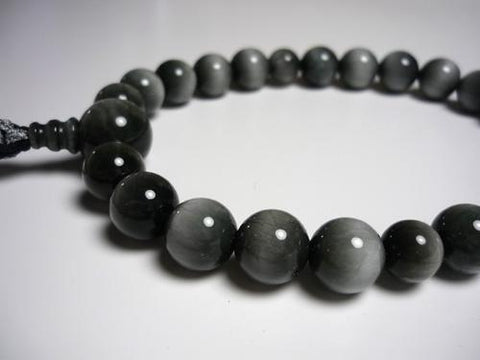 Men's prayer beads, grey tiger's eye, 22 beads
