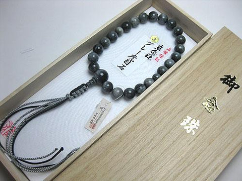 Men's prayer beads, grey tiger's eye, 22 beads