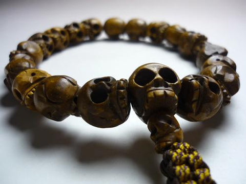 Men's prayer beads, boxwood, skull carving