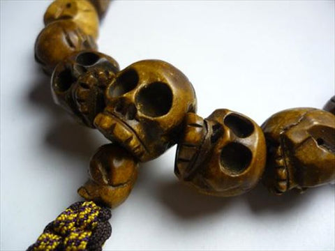 Men's prayer beads, boxwood, skull carving