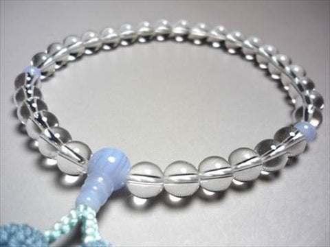Women's Prayer Beads, Crystal, Round Beads, Chalcedony Finish